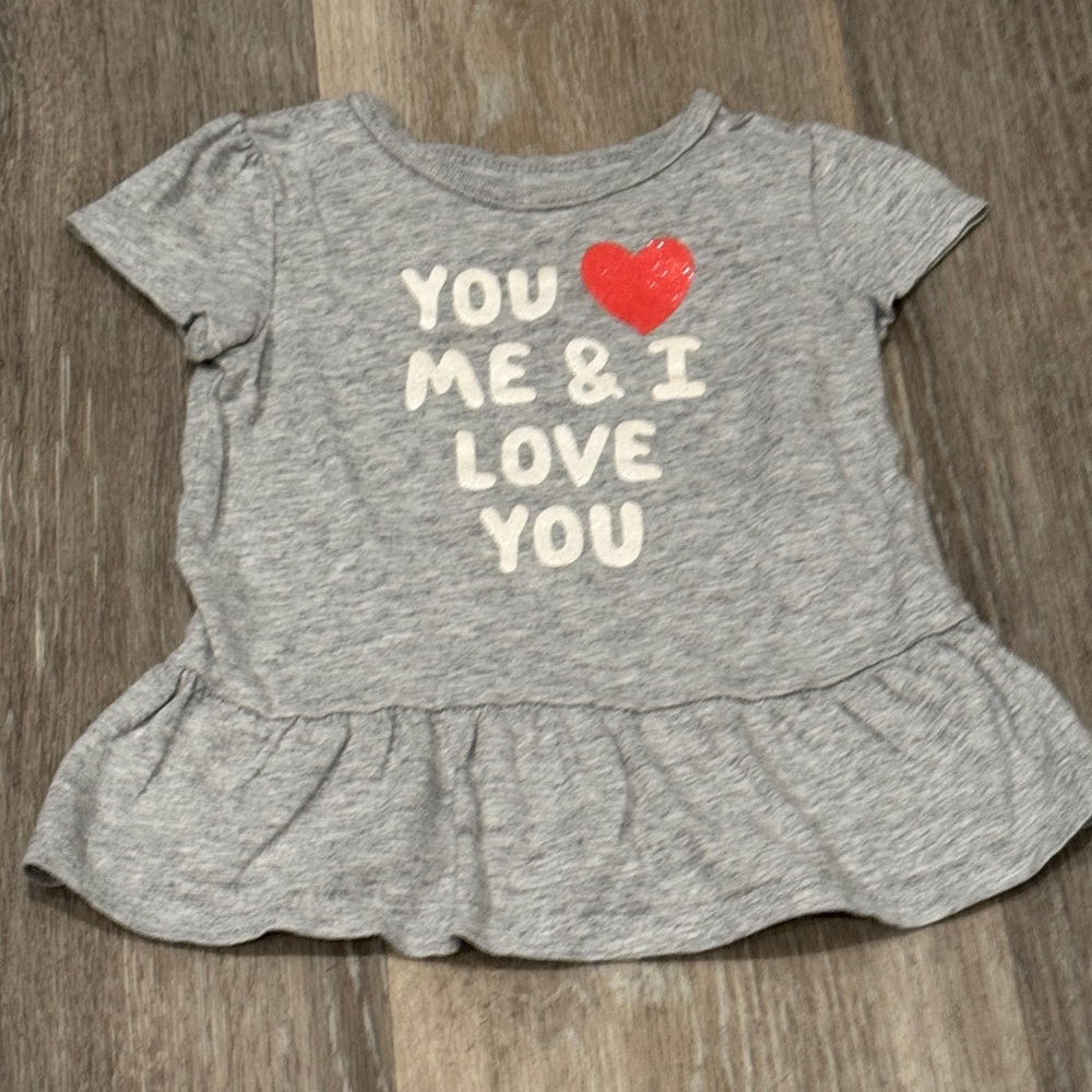 Carter's Cotton Baby Toddler Girl 12 Mo Gray Shirt  "You Love Me & I Love You"